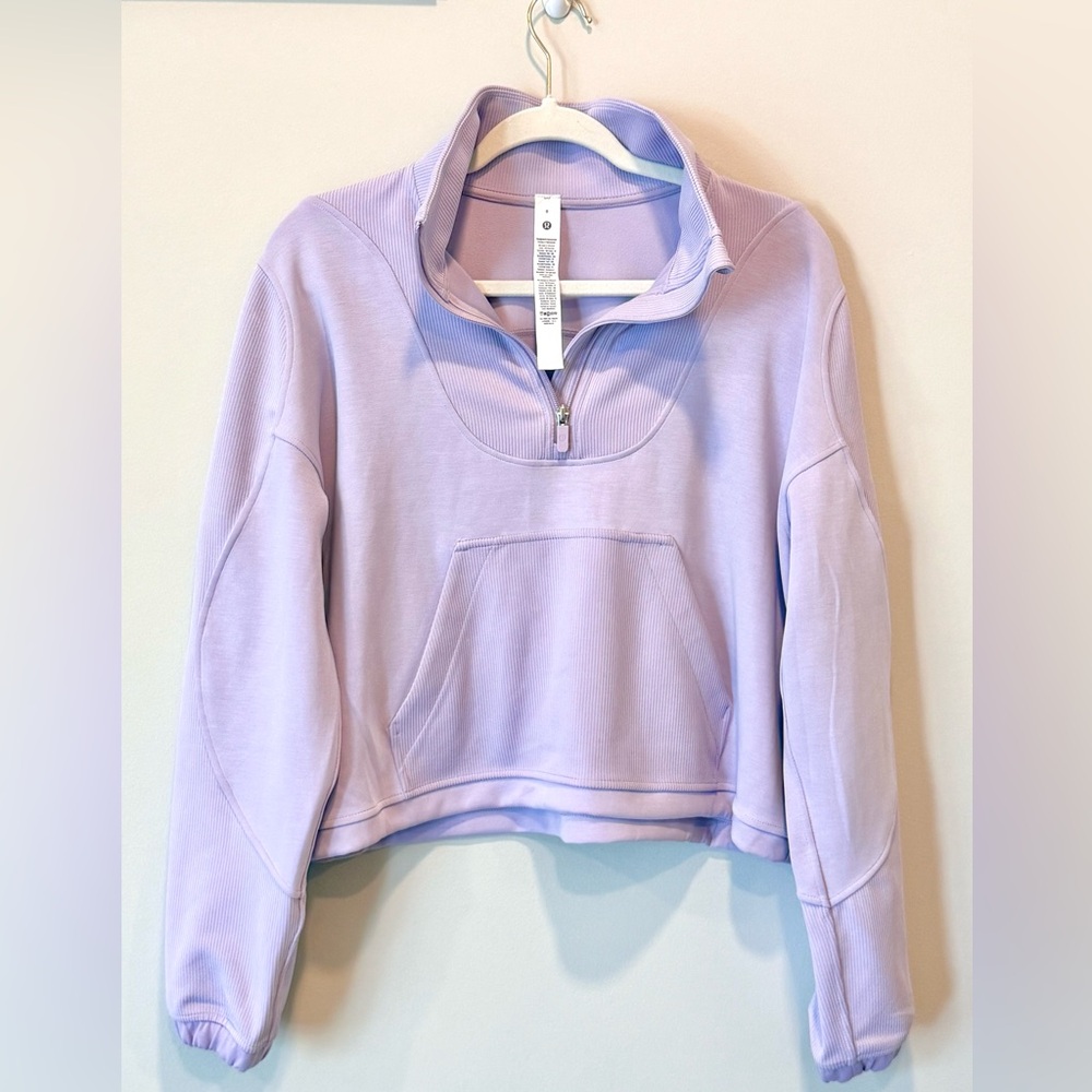 Lululemon Brushed Softstreme Half Zip Pullover Lilac - Size 8